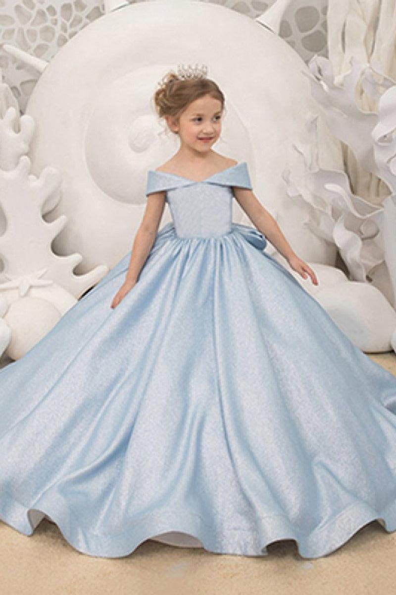 Off The Shoulder Floor Length A-Line Bow Flower Girl Dresses 668969870914 - 10 Days / As Picture / 2 - COCOMELODY
